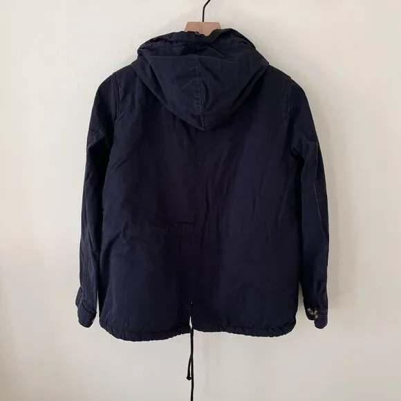 Love Tree Sherpa Lined 100% Cotton Navy Hooded Utility Jacket - Medium - Picture 4 of 10